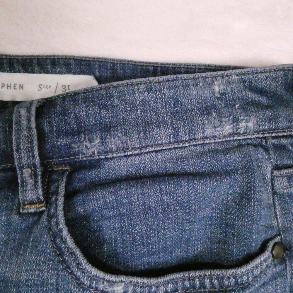 Pilcro Hyphen Patchwork Cropped Jeans Size 31 Sashiko Embroidered Anthropologie - Picture 9 of 10